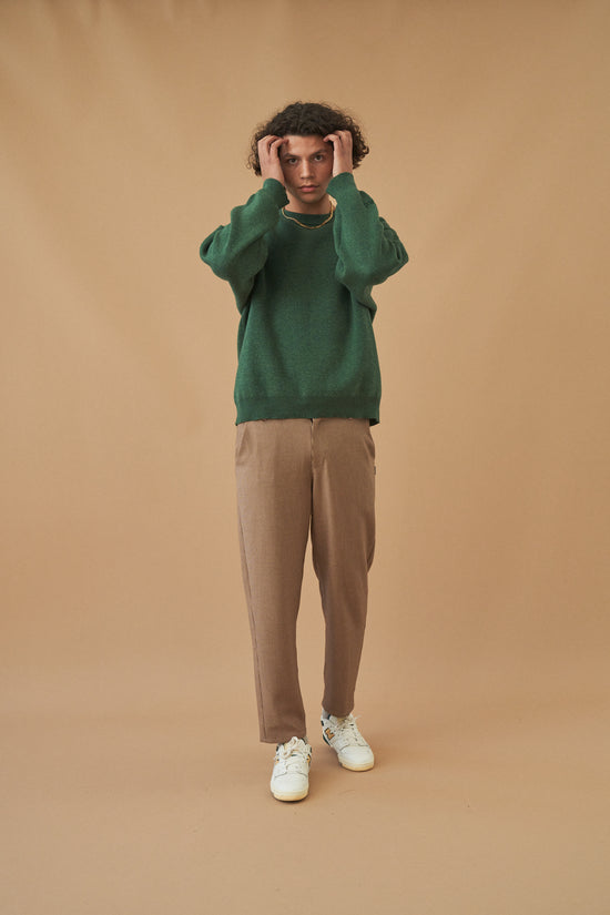 bound 'Dogtooth Woven' Cropped Trouser