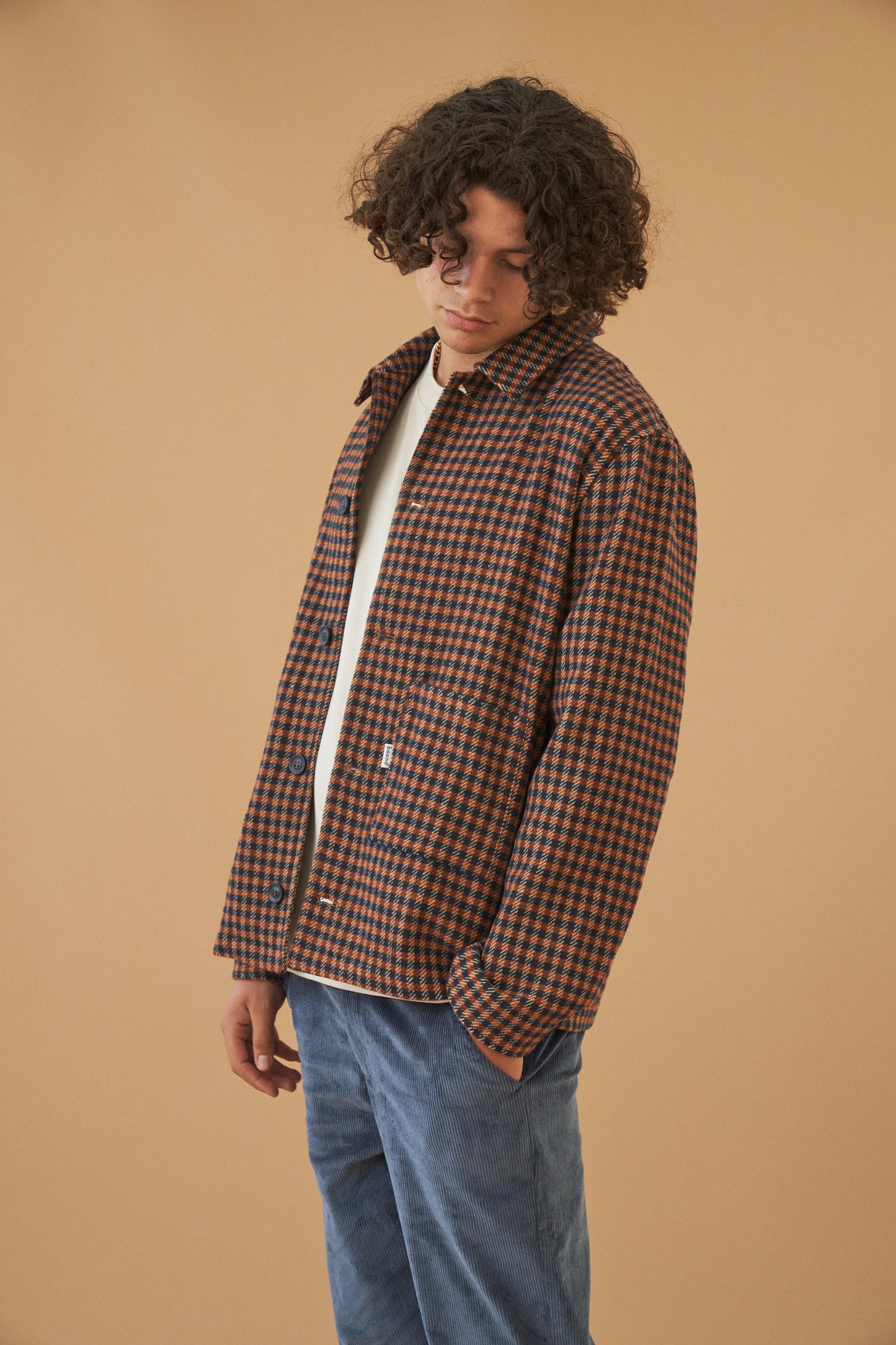 bound 'Rust Check' Button Overshirt