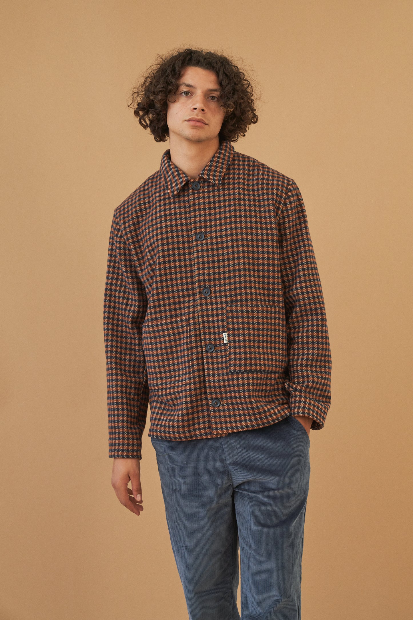 bound 'Rust Check' Button Overshirt