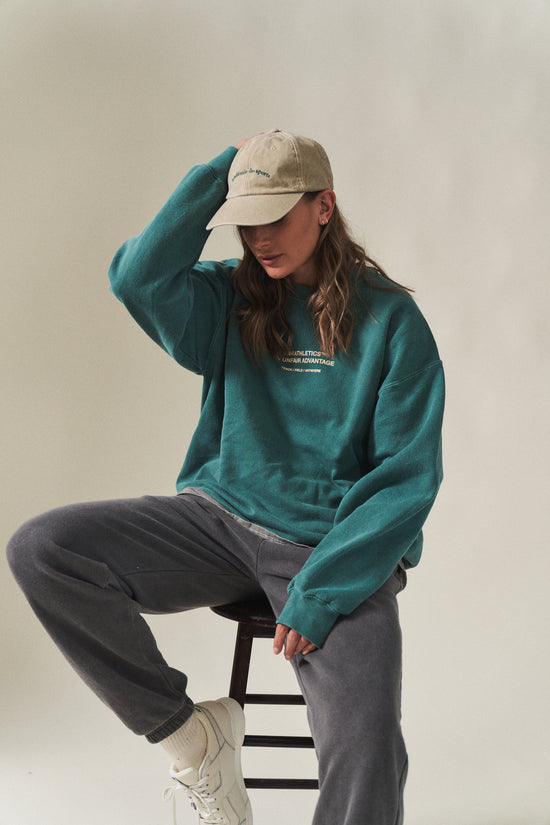 Vice 84 'Athletics' Vintage Washed Sweater - Emerald Green