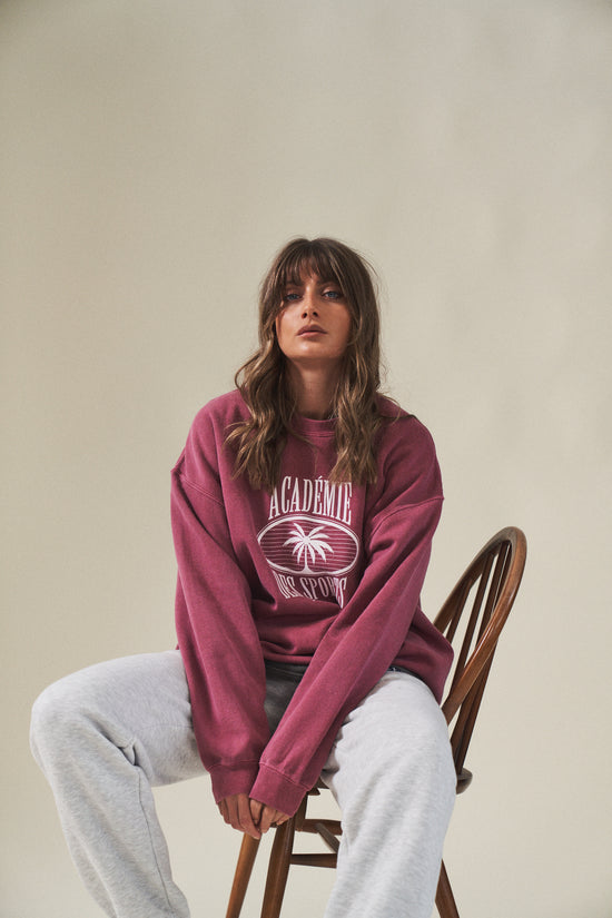 Vice 84 'Palms' Vintage Washed Sweater - Cranberry