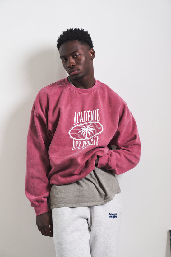 Vice 84 'Palms' Vintage Washed Sweater - Cranberry