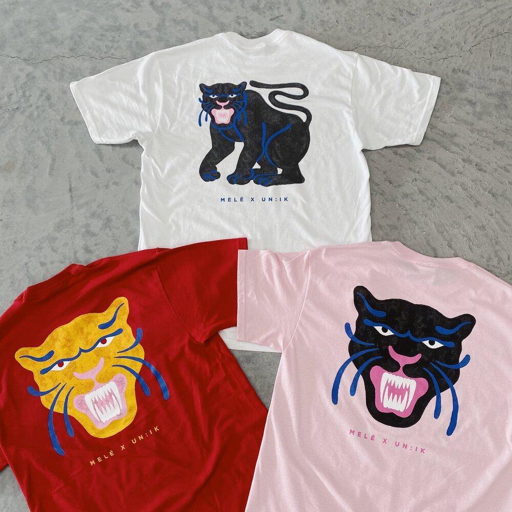 Melé x Club Bad 'Running Panther' Tee - White - UN:IK Clothing