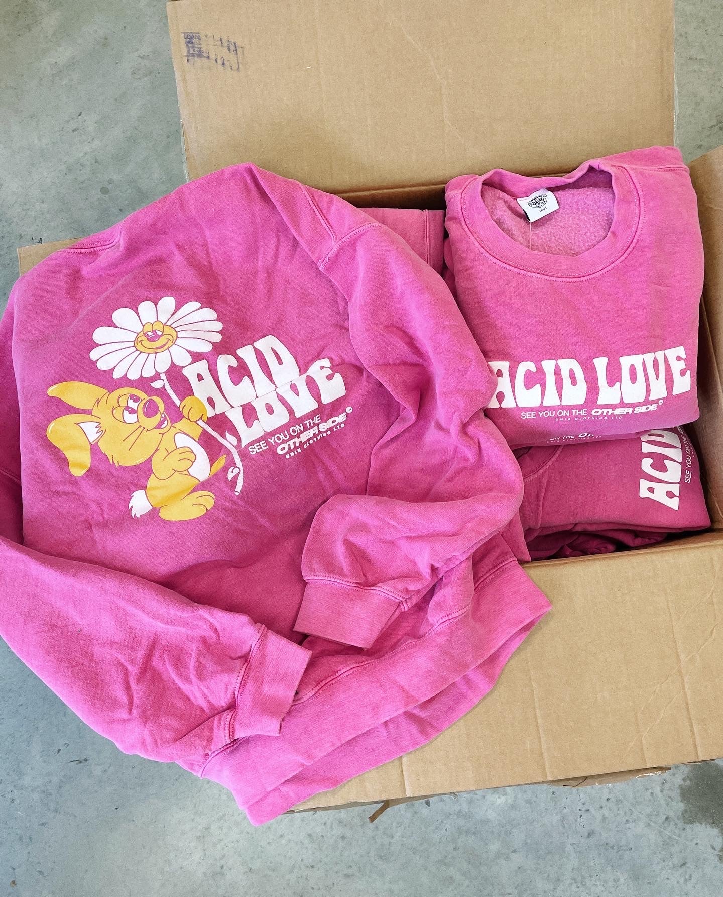 Acid Love 0.06 'Other Side' Sweatshirt - Vintage Washed Azalea Pink