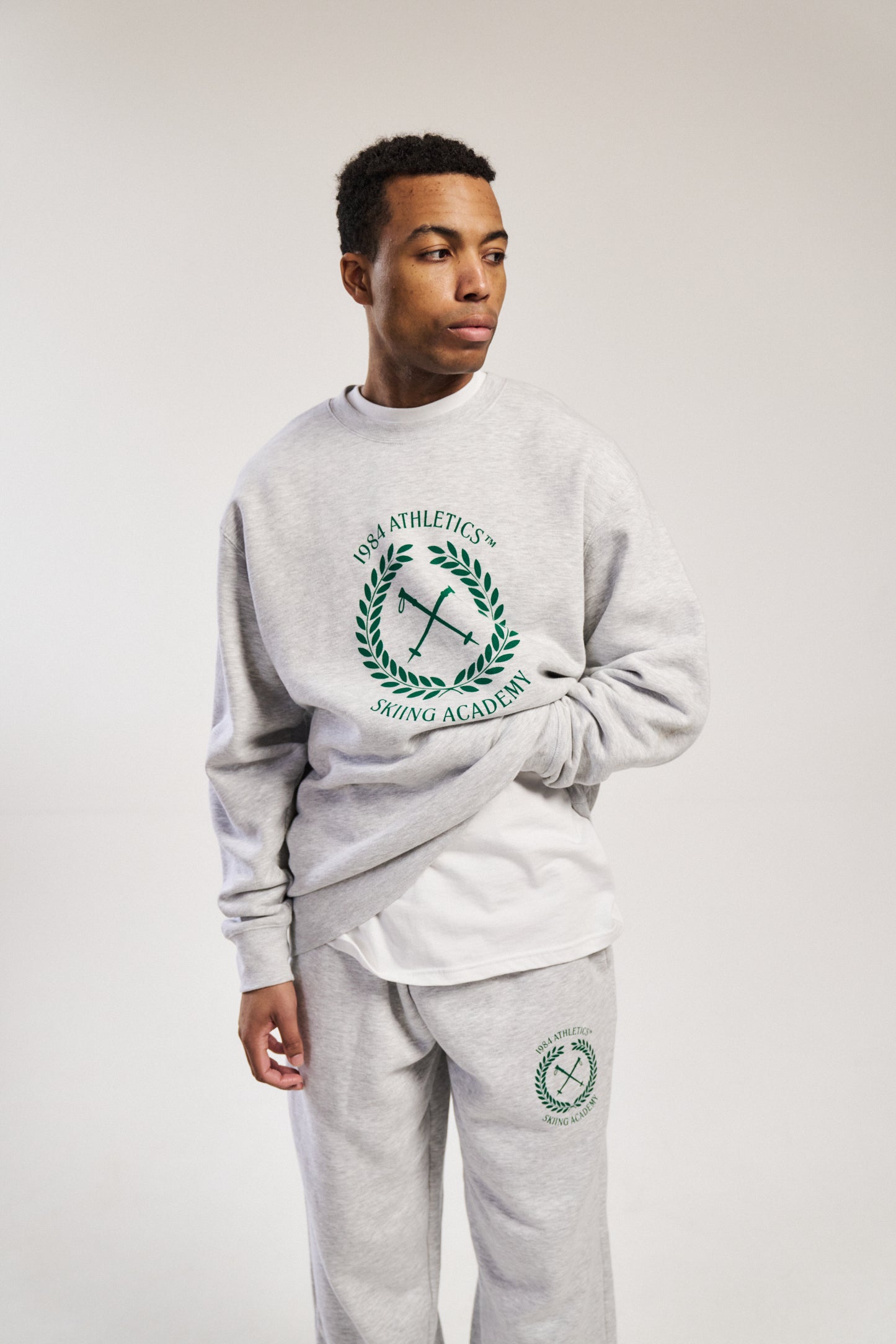 Vice 84 'Ski Academy' Crew Sweater - Ash Grey