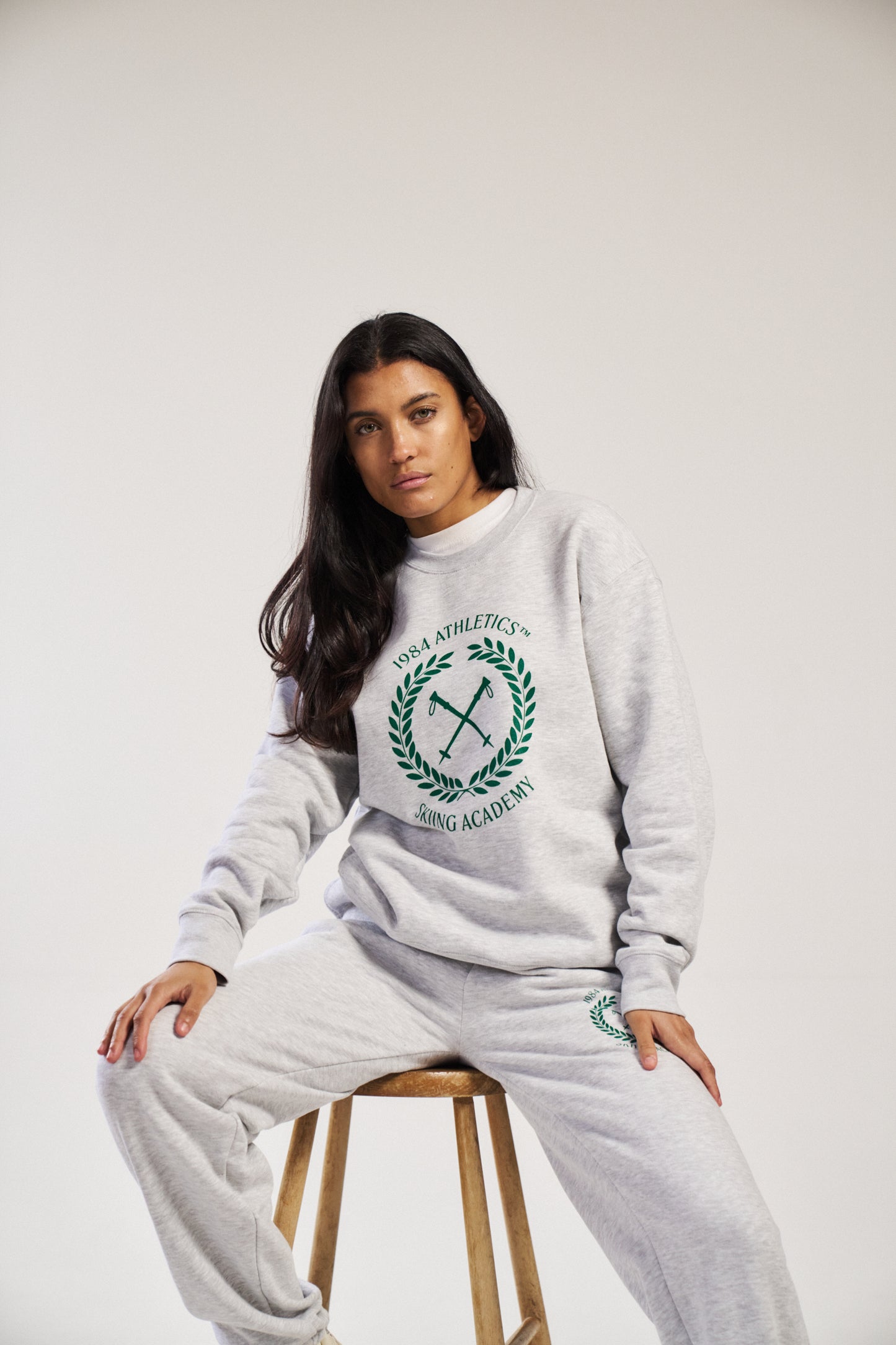 Vice 84 'Ski Academy' Crew Sweater - Ash Grey