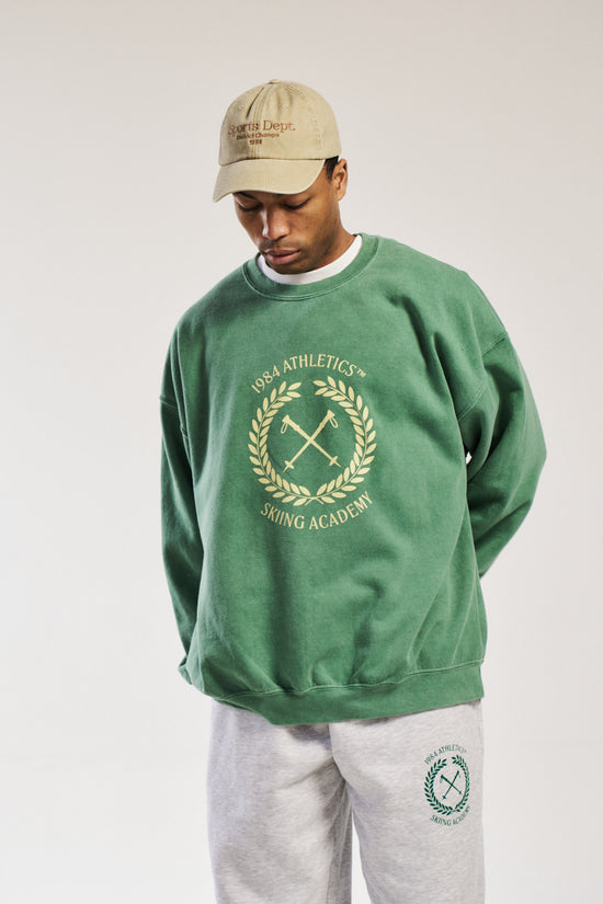 Vice 84 'Ski Academy' Vintage Washed Sweater - Fern Green