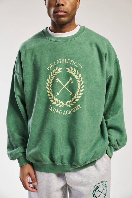 Vice 84 'Ski Academy' Vintage Washed Sweater - Fern Green