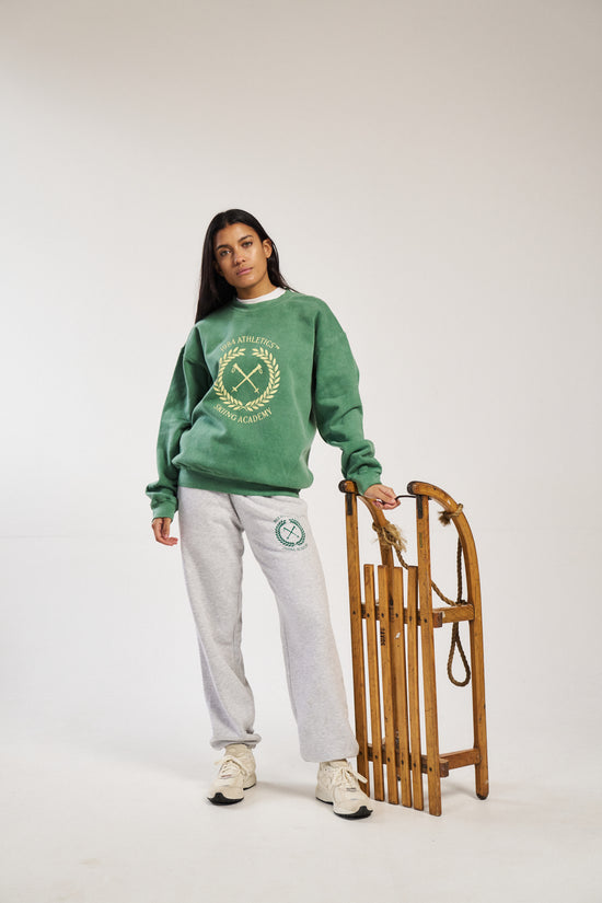 Load image into Gallery viewer, Vice 84 &amp;#39;Ski Academy&amp;#39; Vintage Washed Sweater - Fern Green
