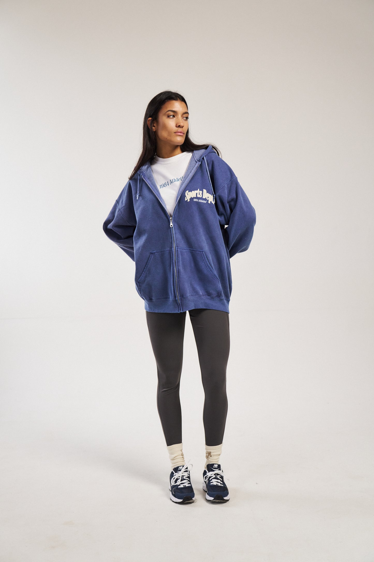 Vice 84 'Sports Dept' Vintage Washed Zip Hoodie - Indigo