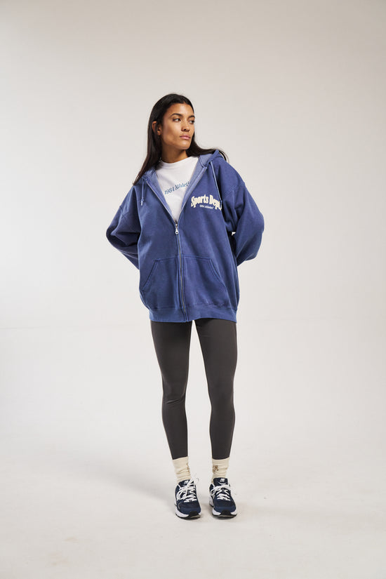 Vice 84 'Sports Dept' Vintage Washed Zip Hoodie - Indigo