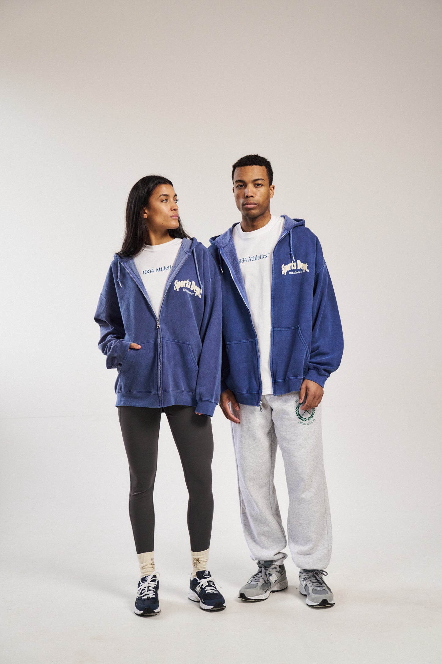 Vice 84 'Sports Dept' Vintage Washed Zip Hoodie - Indigo