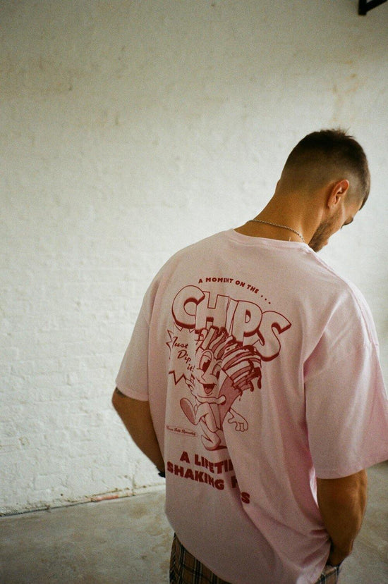 Load image into Gallery viewer, Pomme Frite x UN:IK &amp;#39;Mr Chips&amp;#39; Tee - Pink - UN:IK Clothing
