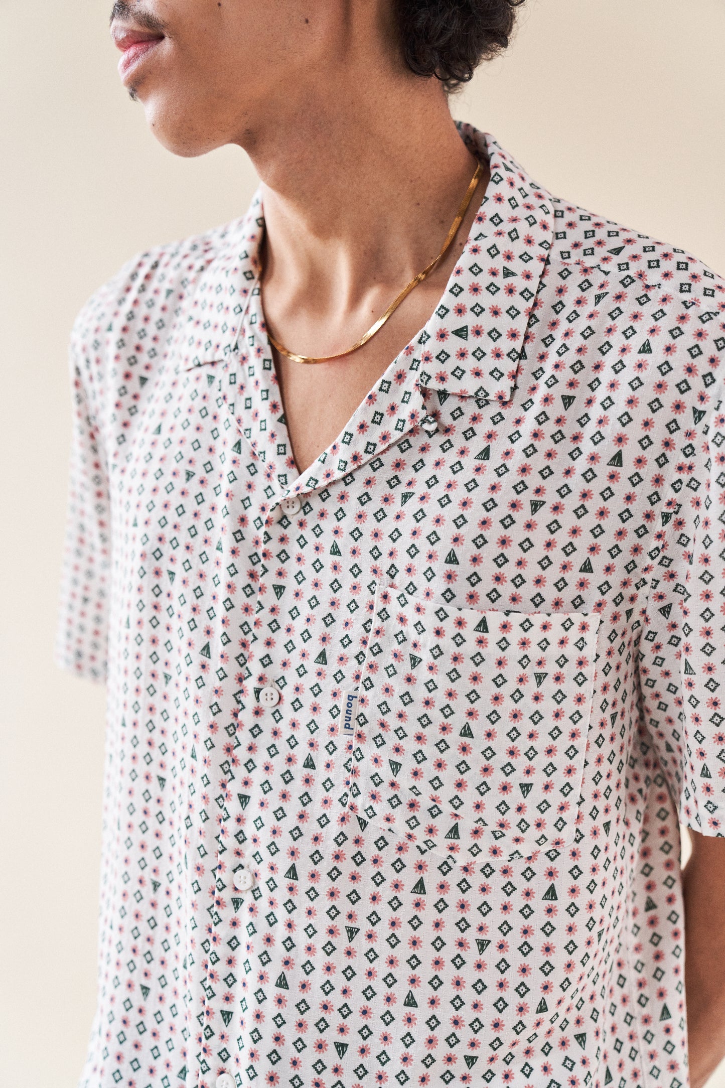 bound 'Porto' Textured Rayon SS Shirt