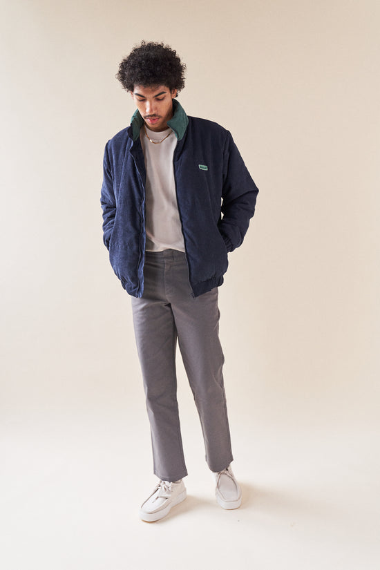 bound 'Navy' Corduroy Puffer Coat