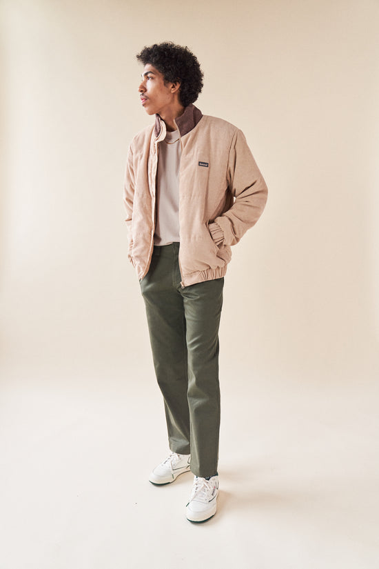 bound 'Latte' Corduroy Puffer Coat
