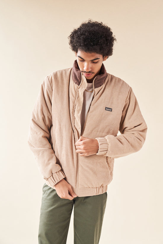 bound 'Latte' Corduroy Puffer Coat