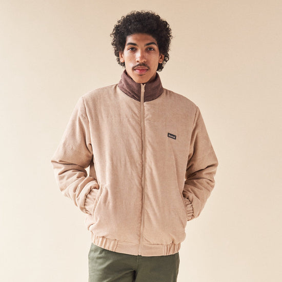 bound 'Latte' Corduroy Puffer Coat