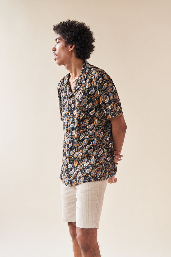 bound 'Ebony' Paisley Rayon SS Shirt