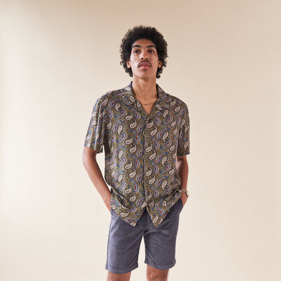 bound 'Olive' Paisley Rayon SS Shirt