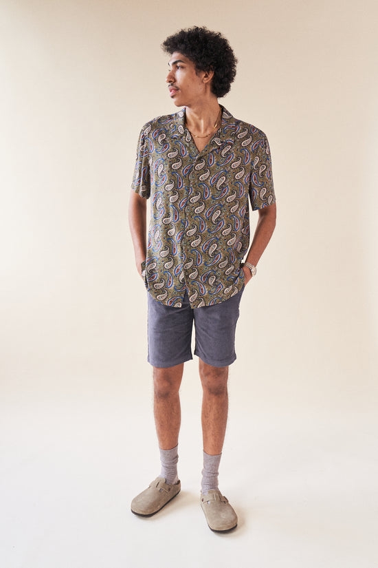 bound 'Olive' Paisley Rayon SS Shirt