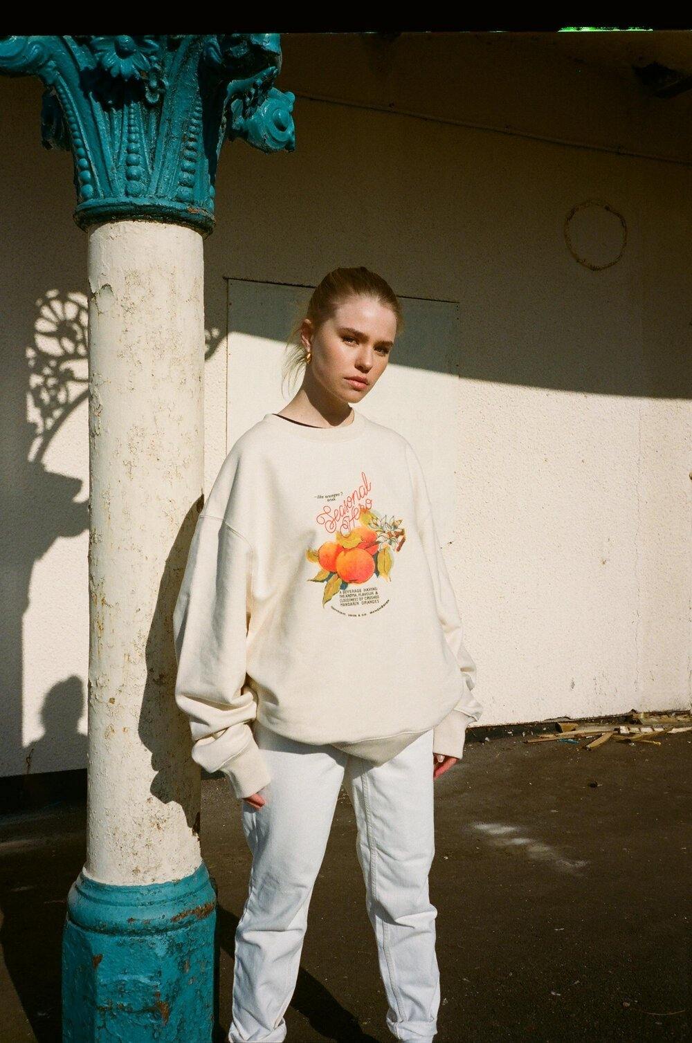 Seasonal Hero 'Oranges' Oversized Sweater - Organic Natural - UN:IK Clothing