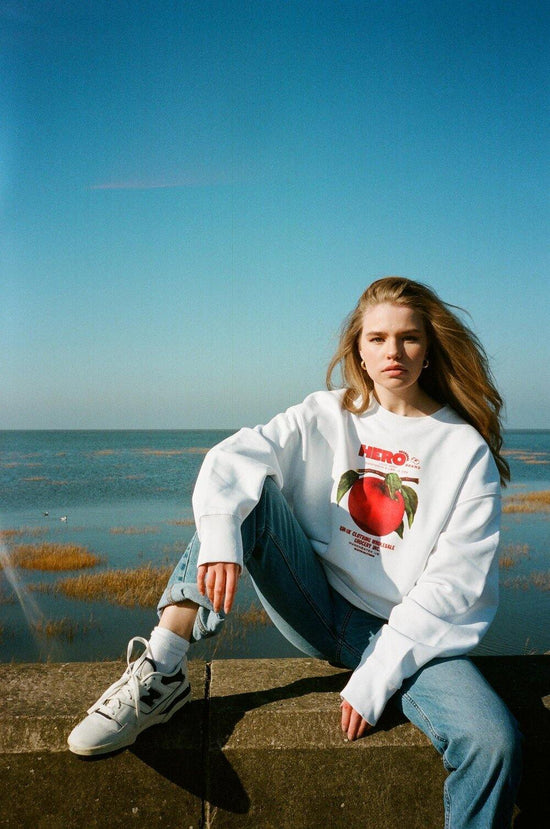 Seasonal Hero 'Apple Branch' Oversized Sweater - Organic White - UN:IK Clothing