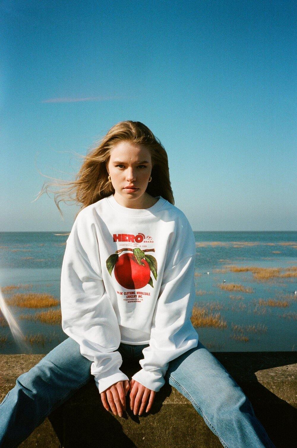 Seasonal Hero 'Apple Branch' Oversized Sweater - Organic White - UN:IK Clothing