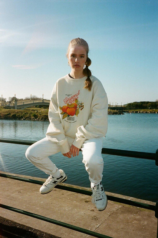 Seasonal Hero 'Oranges' Oversized Sweater - Organic Natural - UN:IK Clothing
