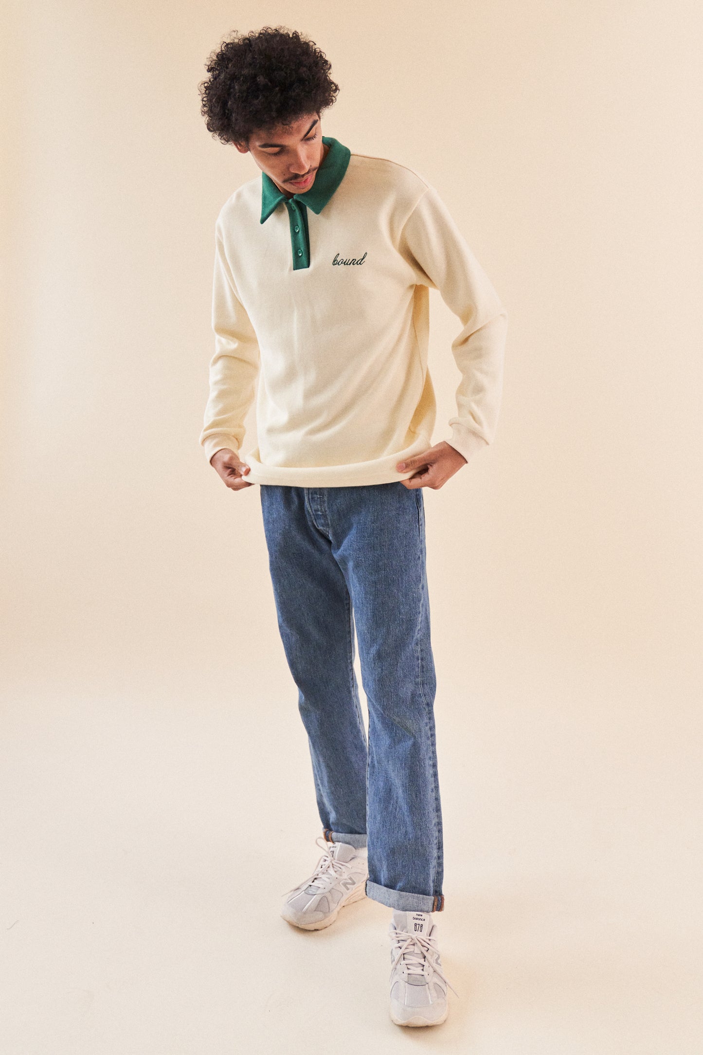 bound 'Cream Knit' Polo Sweater