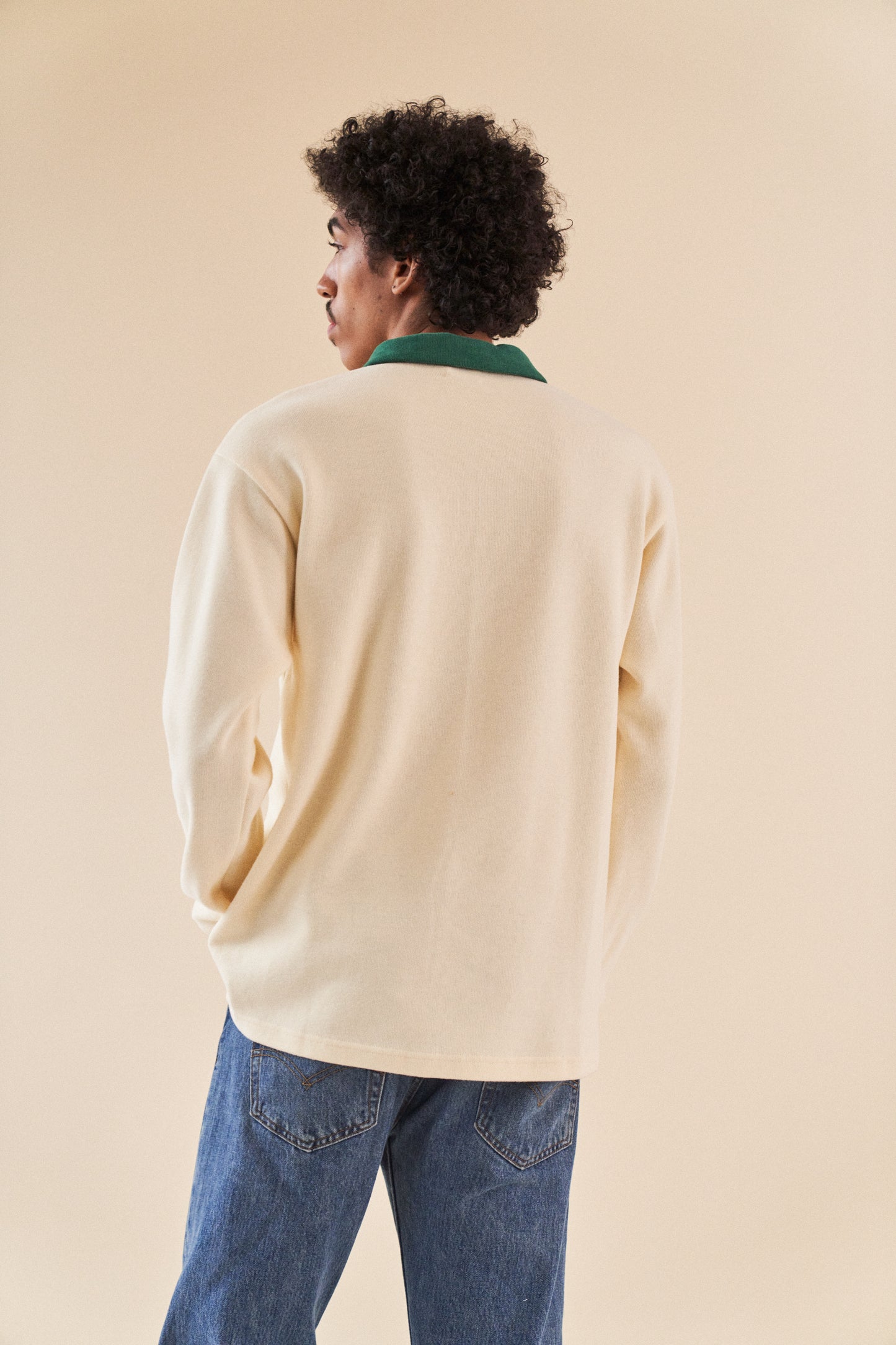 bound 'Cream Knit' Polo Sweater