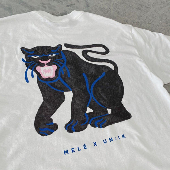 Melé x Club Bad 'Running Panther' Tee - White - UN:IK Clothing