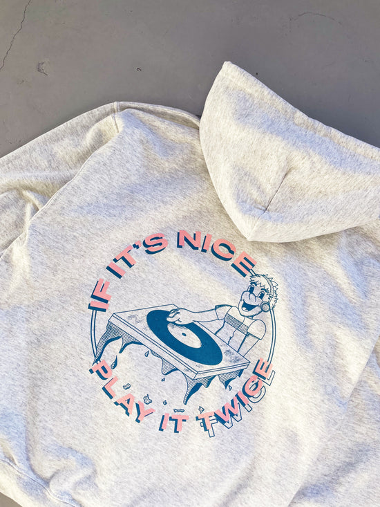 DISCO ONLY 'Play It Twice V1' Hoodie - Ash Grey