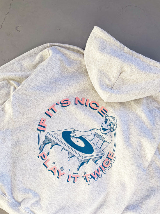 Load image into Gallery viewer, DISCO ONLY &amp;#39;Play It Twice V1&amp;#39; Hoodie - Ash Grey
