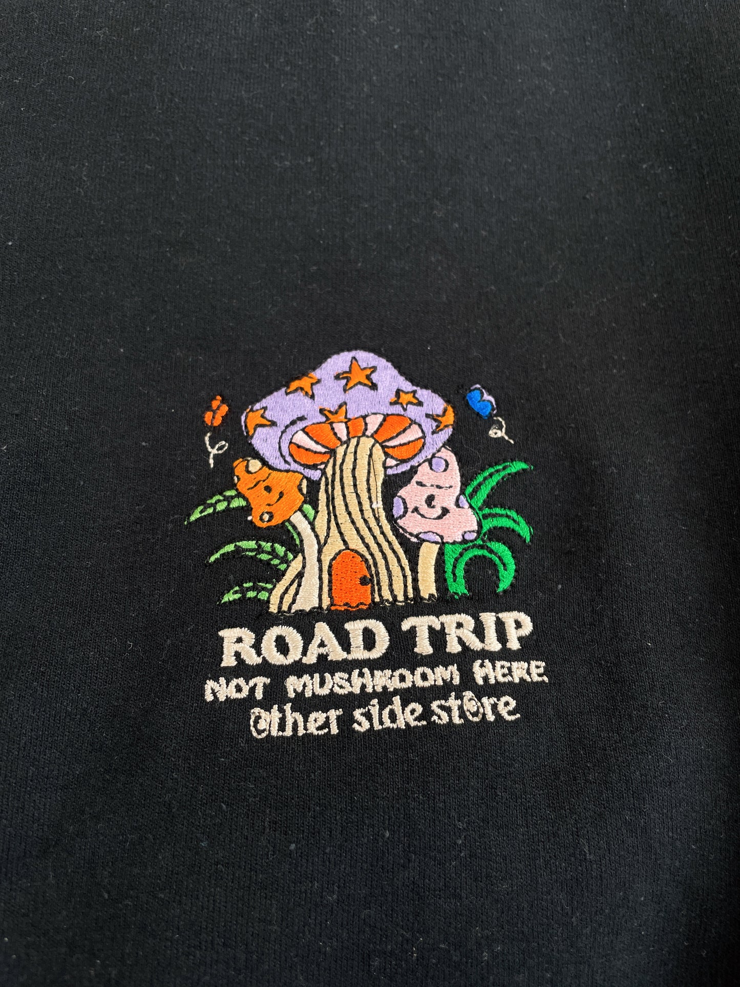 Other Side Store 'Road Trip' Embroidered Hoodie - Black / Sand