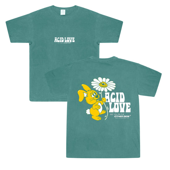 ACID LOVE 0.06 'Other Side' Tee - Vintage Washed Teal