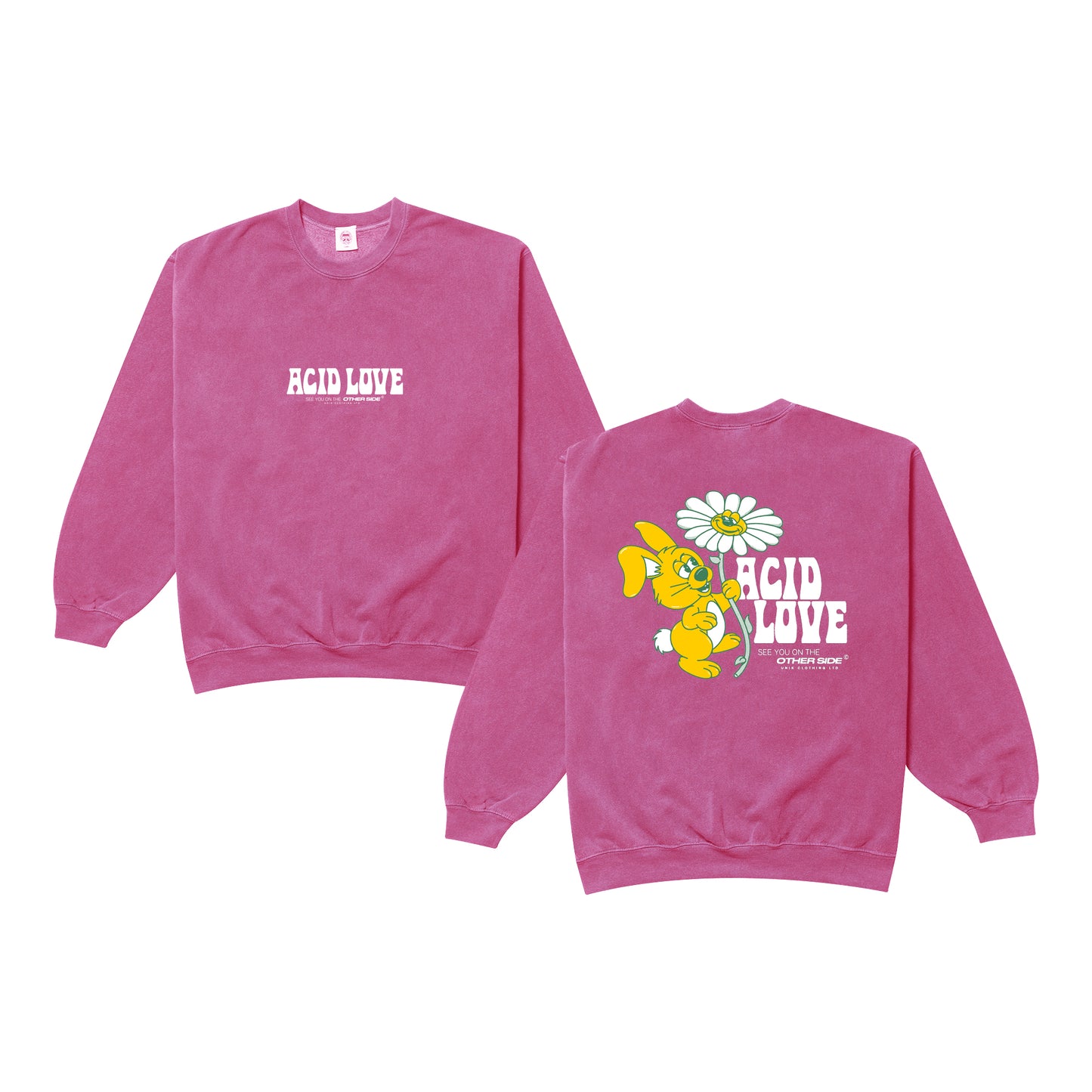 Acid Love 0.06 'Other Side' Sweatshirt - Vintage Washed Azalea Pink