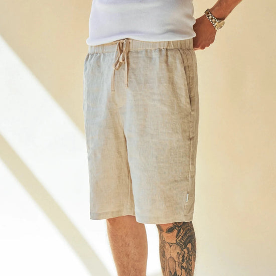 bound 'Alfama' Linen Shorts - Sand