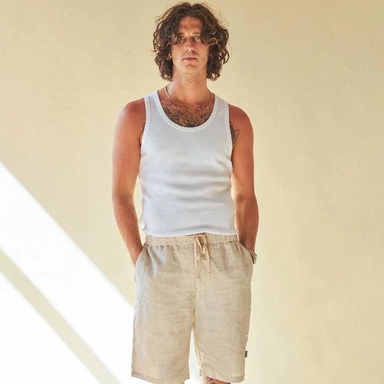 bound 'Alfama' Linen Shorts - Sand