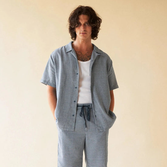 bound 'Atlantic' Dogtooth Linen SS Shirt