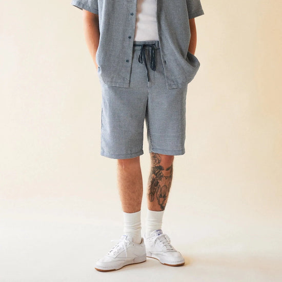 bound 'Atlantic' Dogtooth Linen Shorts