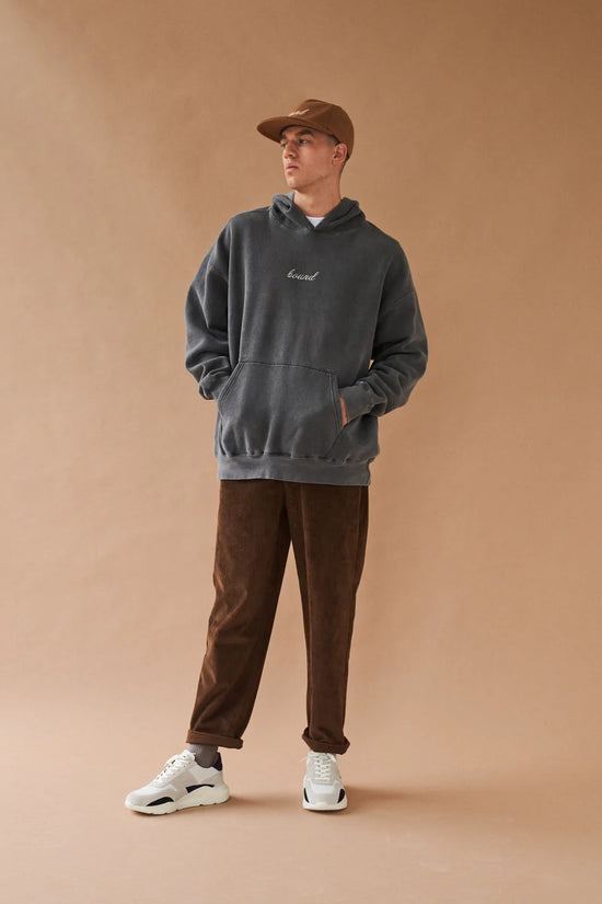 bound 'Washed Charcoal' Embroidered Script Hoodie