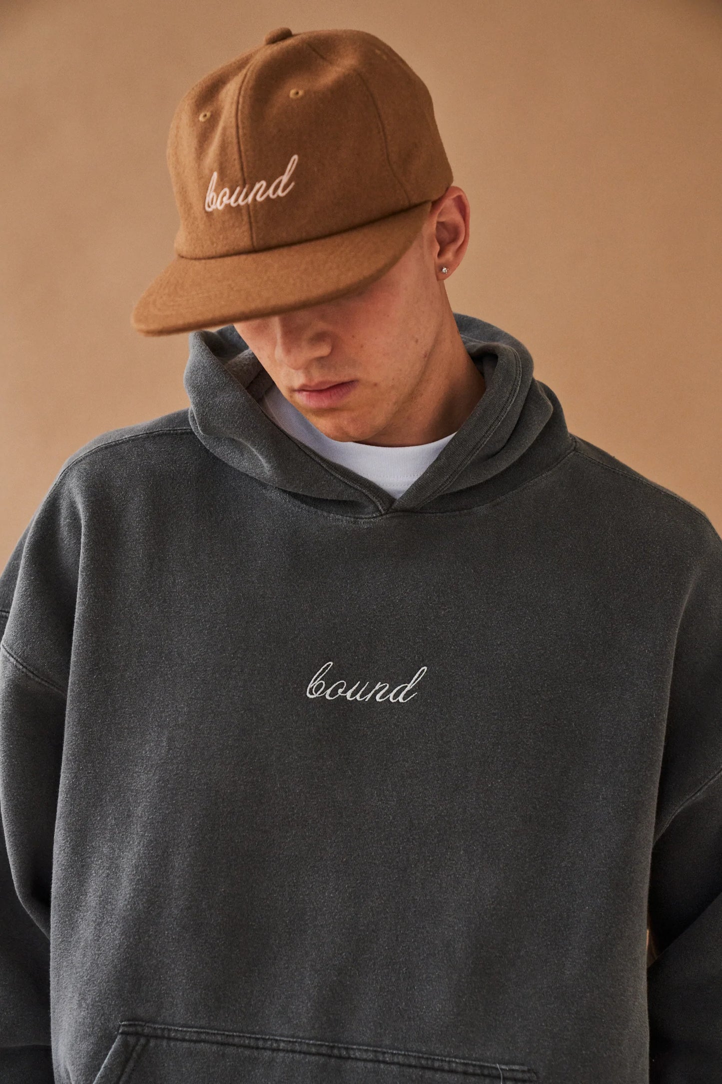 bound 'Washed Charcoal' Embroidered Script Hoodie