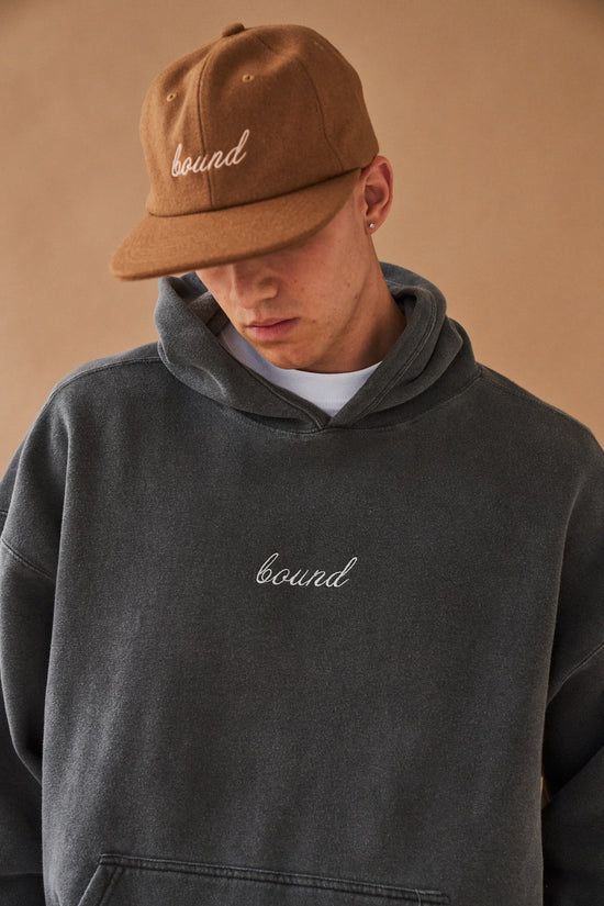 bound 'Washed Charcoal' Embroidered Script Hoodie