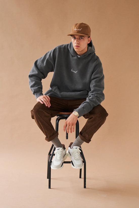 bound 'Washed Charcoal' Embroidered Script Hoodie