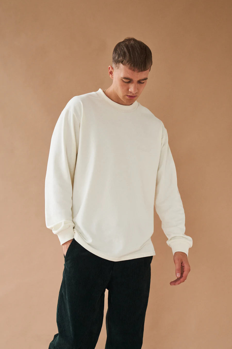 bound 'Ecru Script' Embroidered Longsleeve Tee