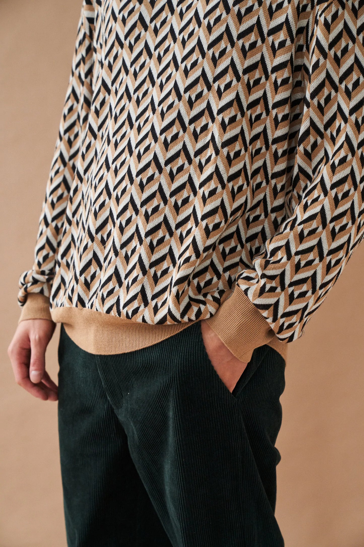 Load image into Gallery viewer, bound &amp;#39;Chevron Brown&amp;#39; Longsleeve Polo
