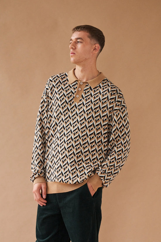 bound 'Chevron Brown' Longsleeve Polo
