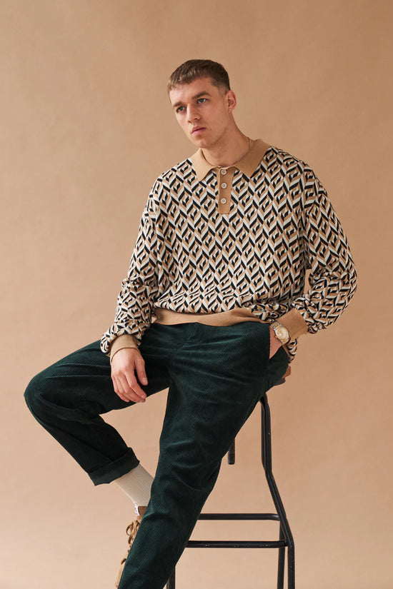 bound 'Chevron Brown' Longsleeve Polo