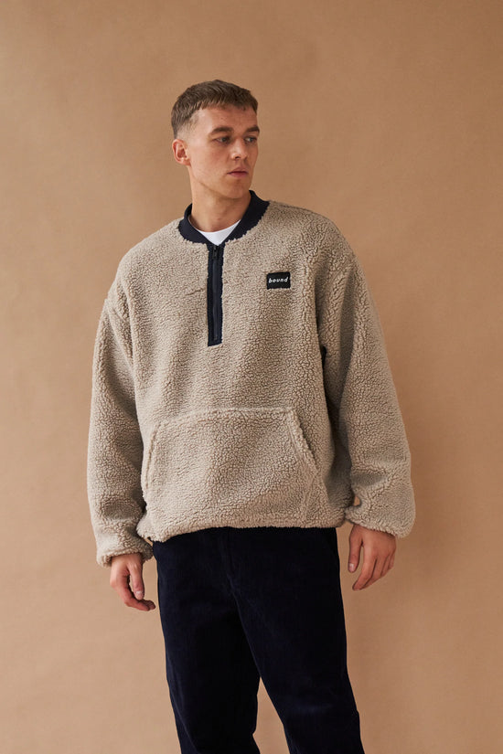 bound 'Beige' Half Zip Pullover